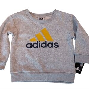Adidas 2T Heather Gray Sweatshirt 3 Stripes Logo NEW